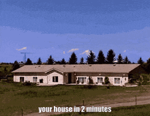a picture of a house with the words your house in 2 minutes below it