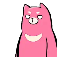 a cartoon drawing of a pink bear waving