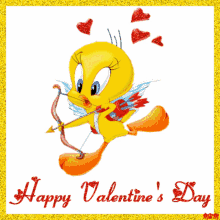 happy valentine day tweety bird hearts sparkle
