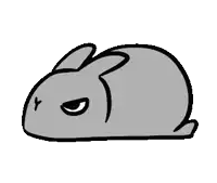 a cartoon drawing of a rabbit with its mouth open