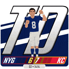 a football player in a blue jersey with the number 8