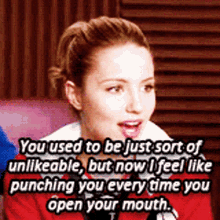 Glee Quinn Fabray GIF - Glee Quinn Fabray You Used To Be Just Sort Of Unlikeable GIFs