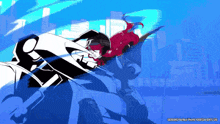 a cartoon of a man and a woman fighting with the words perfect world on the bottom right