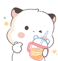a cartoon of a cat drinking a drink with a straw .