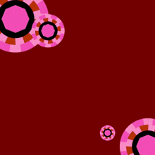 arabic writing on a red background with pink circles around it