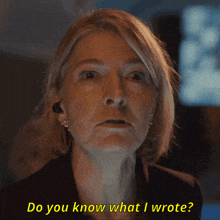 a woman says do you know what i wrote in yellow text