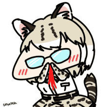 a drawing of a cat with glasses and the name seyeren on the bottom right