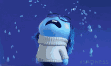a cartoon character from inside out is crying with tears coming out of her eyes