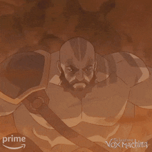 a poster for the legends of vox machina showing a bearded man