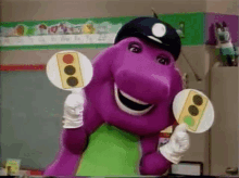 barney traffic cop traffic enforcer red and green light barney and friends