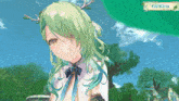 a girl with green hair and antlers is in a video game called # 3d kirin