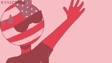 a cartoon character with an american flag on his head is waving