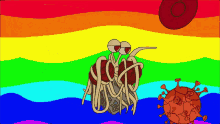 Spaghetti Monster Flying Spaghetti GIF - Spaghetti Monster Flying Spaghetti Rainbow Spaghetti Monster GIFs