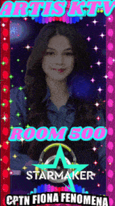 a poster for artist ktv room 500 starmaker cptn fiona fenomeno