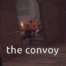 a video game scene with the words the convoy
