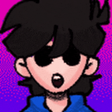 a cartoon of a boy wearing sunglasses and a blue hoodie .