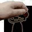 a person 's hand is reaching out towards a drawing of a person .