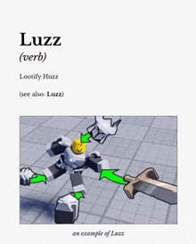 a picture of a robot with the word luzz on it