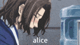 a cartoon of a girl with the name alice on the bottom