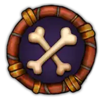 a circle with two crossed bones in the center