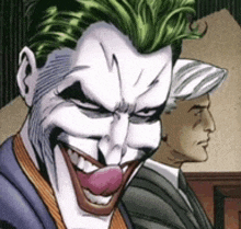 a comic book character named the joker is smiling