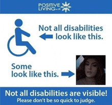 a sign that says not all disabilities look like this some look like this not all disabilities are visible