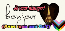 a sign that says je vous manger bonjour