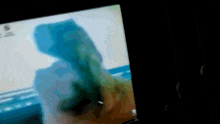 a blurry picture of a person 's face on a laptop screen