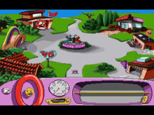 a cartoon scene with a sign that says " toys "