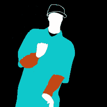 a silhouette of a person wearing a hat and a blue shirt