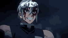 a cartoon character with blood on his face and a crown of thorns