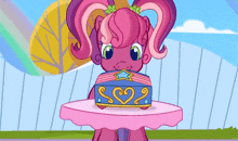a cartoon pony is holding a box that says s22