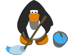 animated penguin mop cleaning animation