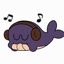 a cartoon of a whale wearing headphones