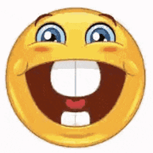 a cartoon smiley face with a big smile and a huge mouth .
