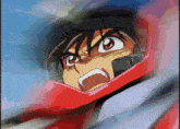 a close up of a cartoon character 's face with a helmet on