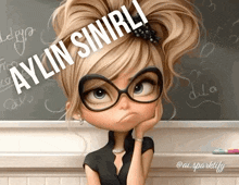a picture of a girl with aylin sinirli on her head