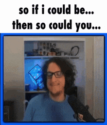 a man wearing glasses and headphones is standing in front of a microphone in a room .