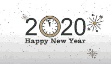 happy new year 2020 happy2020 clock fireworks