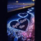 a picture of a beach with hearts and the words crystal lover fan on it