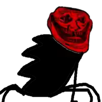 a drawing of a troll face with a red hat