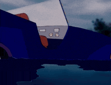 a cartoon drawing of a boat with two clocks on the side of it
