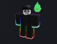 a cartoon character with a green face and a ghost behind him