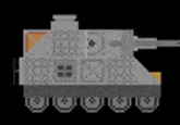 a pixel art drawing of a tank with a cannon on a black background .