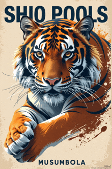 a poster of a tiger with shio pools musumbola written on it