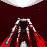 a robot with blood coming out of it 's mouth