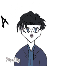 a cartoon drawing of a man with glasses and the words anda kelainan