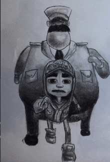 a black and white drawing of a man with a hat that says jesus
