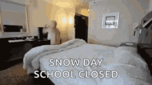 bed flip snow day school closed