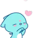 a cartoon dolphin with two pink hearts on its head .